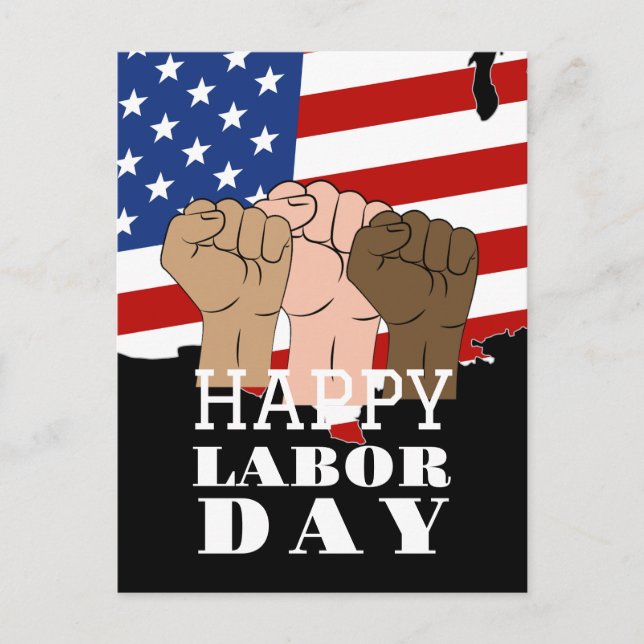 Happy Labor Day patriotic USA Red White & Blue Postcard (Front)
