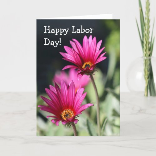 Happy Labor day Pink Daisy greeting card