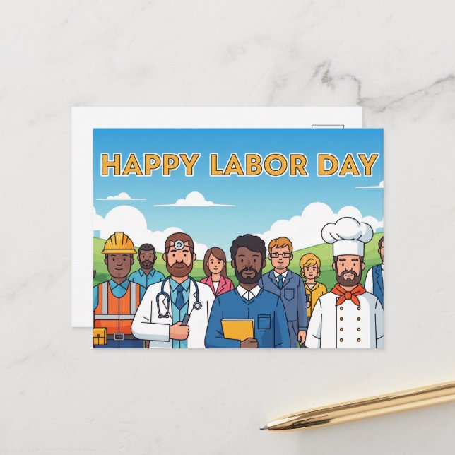 Happy Labor Day Postcard (Front/Back In Situ)