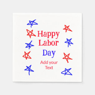 Happy labor day red blue star American day add tex Napkins