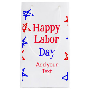 Happy labor day red blue star American day add tex Small Gift Bag