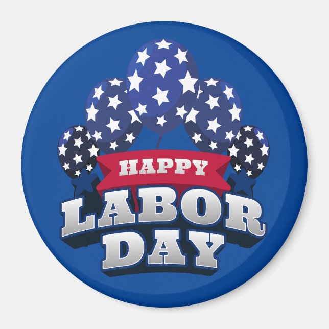 Happy Labor Day Red White Blue Stars  Magnet (Front)