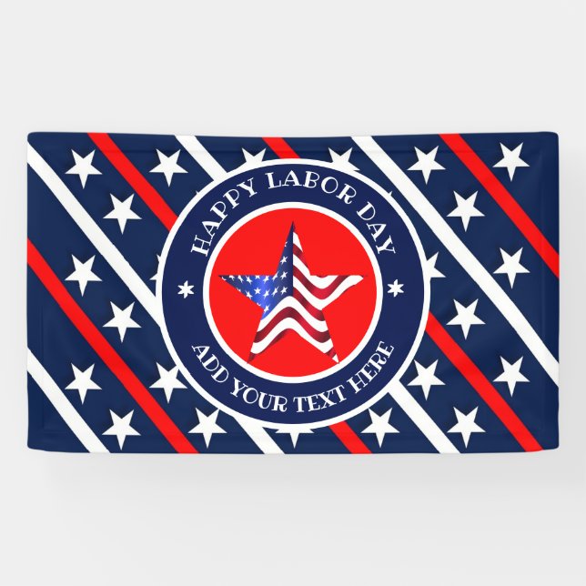 Happy Labor Day Stars And Stripes America Flag  Banner (Horizontal)