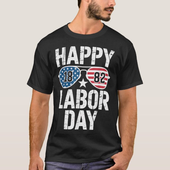  Happy Labor Day Sunglasses 1882 American Flag Men T-Shirt (Front)