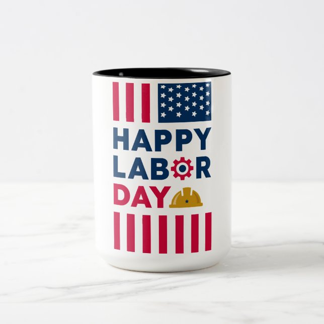 Happy Labor Day, United States Two-Tone Coffee Mug (Center)