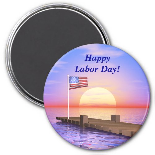 Happy Labor Day US Flag and Dock Magnet