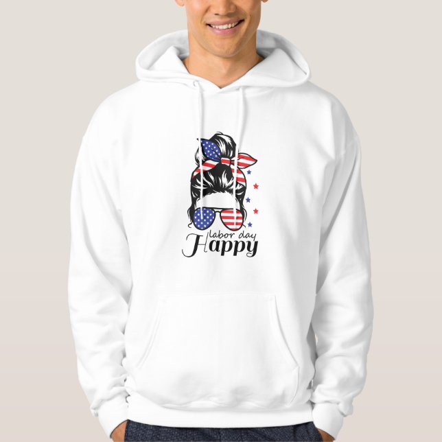 Happy Labor Day US flag Hoodie (Front)