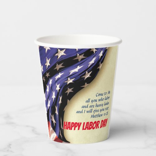 HAPPY LABOR DAY USA American Flag  Paper Cups