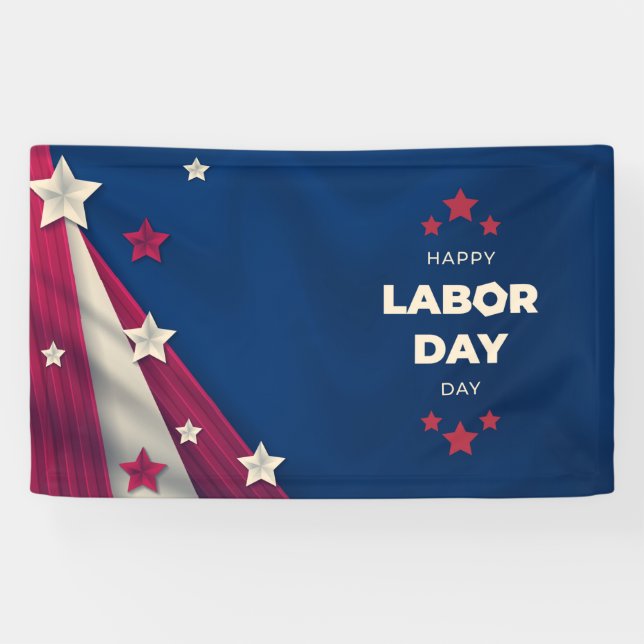 Happy Labor Day Usa Flag Red White Blue Banner (Horizontal)
