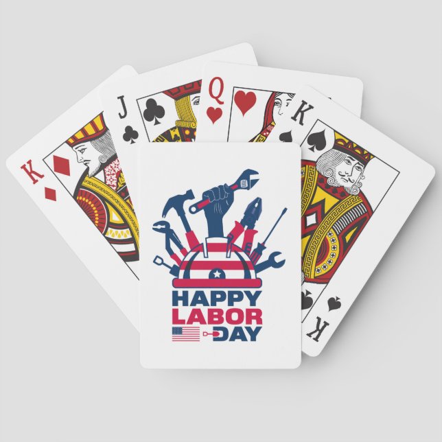 Happy Labor Day, USA Holiday Poker Cards (Back)