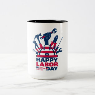 Happy Labor Day, USA Holiday Two-Tone Coffee Mug