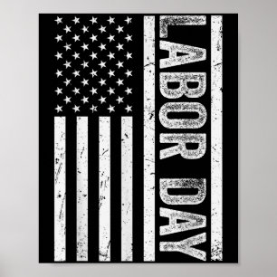 Happy Labor Day Vintage American Flag Patriot Work Poster