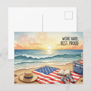 Happy Labor Day  with Flag Postcard
