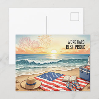 Happy Labor Day with Flag Postcard