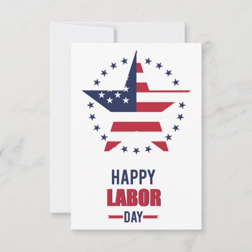 Happy Labor Day with USA flag Thank You Card