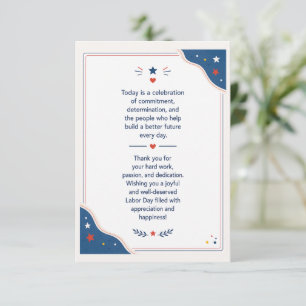 Happy Labor Day Worker Appreciation Thank You  Card