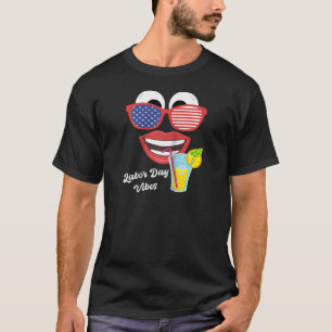 Happy Labor Days for Women Mens Labor Days Flag Ra T-Shirt