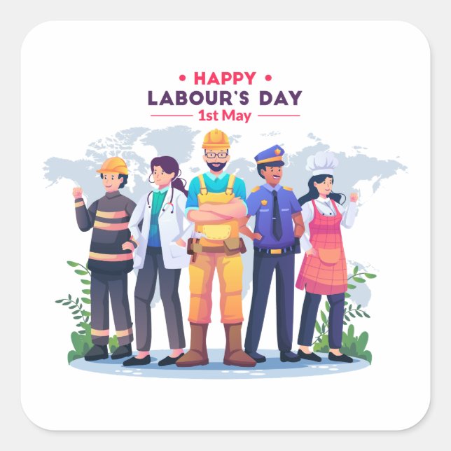 Happy Labor's Day Workforce Heroes Sticker (Front)