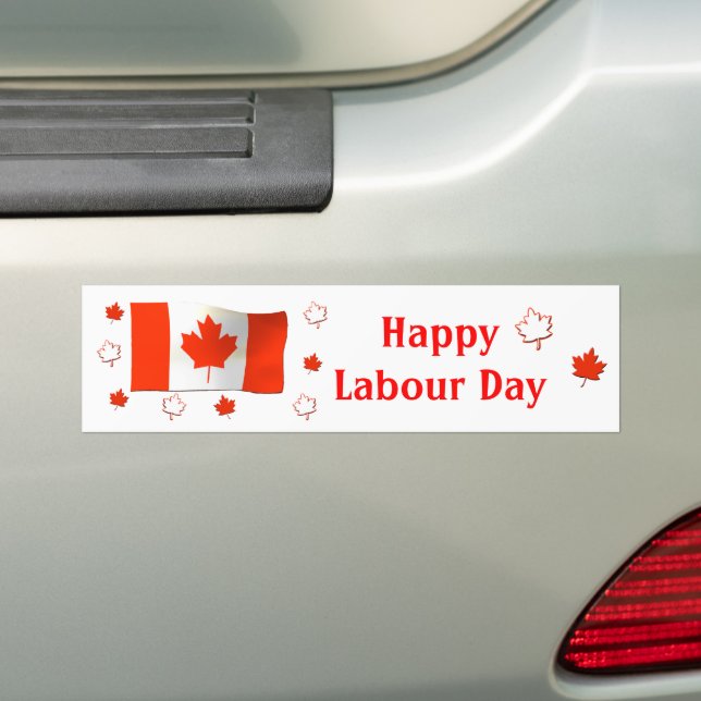 Happy Labour Day Canada Bumper Sticker (On Car)