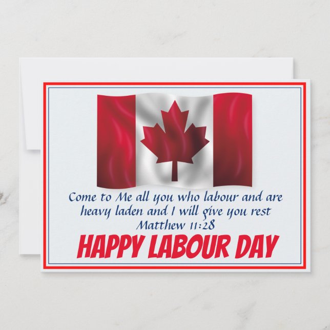 HAPPY LABOUR DAY CANADA Flag Scripture Customized Holiday Card (Front)