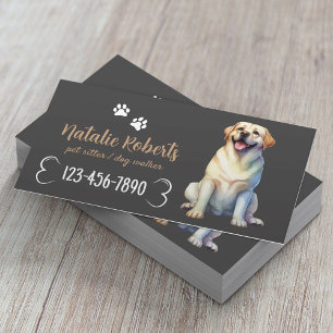 Happy Labrador Dog Walking & Pet Sitter Dark Gray Business Card