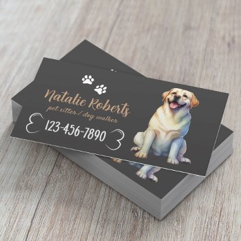 Happy Labrador Dog Walking & Pet Sitter Dark Gray Business Card by cardfactory at Zazzle