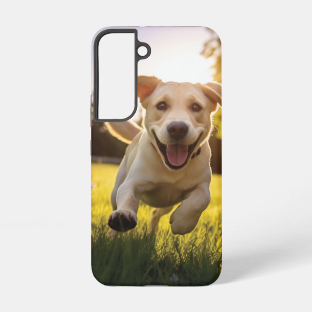 Happy Labrador Puppy Running  Samsung Galaxy Case (Back)