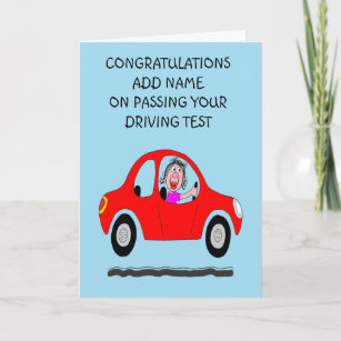 Happy lady driver just passed driving test card