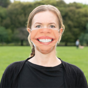 Happy Lady Face - Lips - Big Smile  Add Your Photo Adult Cloth Face Mask