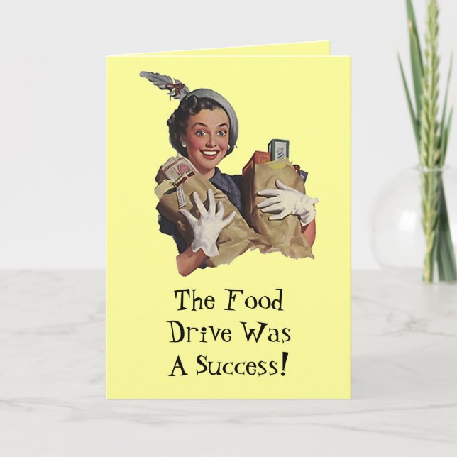 Happy Lady Food Drive Groceries Thank You Cards TY (Front)