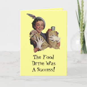 Happy Lady Food Drive Groceries Thank You Cards TY