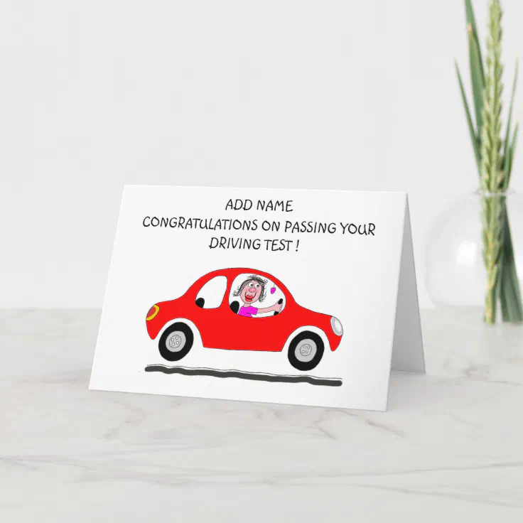 Happy lady just passed driving test card Zazzle