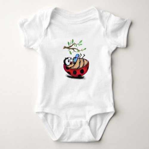 Happy Ladybug Funny Baby Bodysuit Customizable