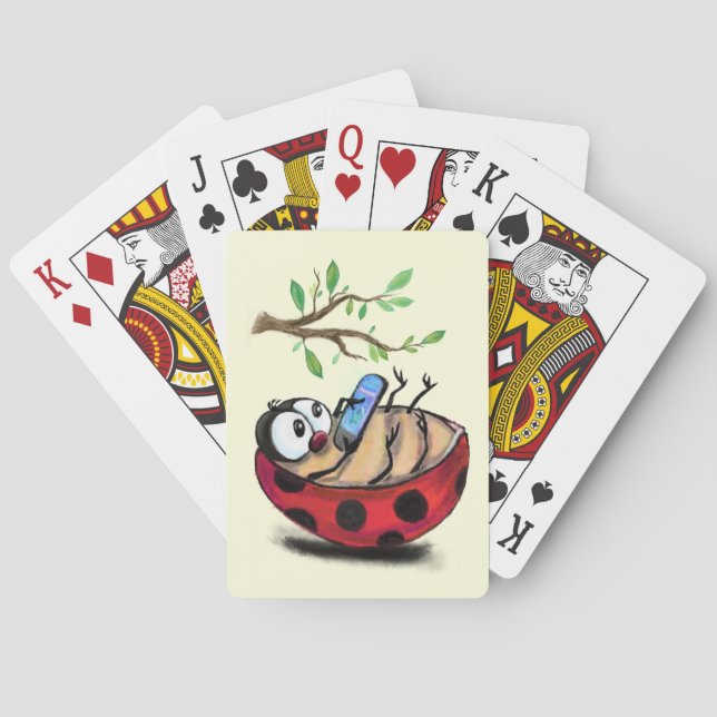 Happy Ladybug Funny Playing Cards (Back)
