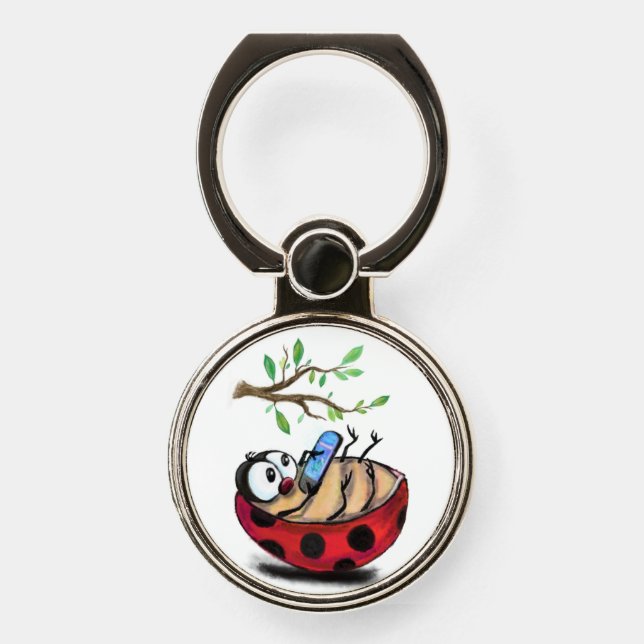 Happy Ladybug Phone Ring Stand (Front)