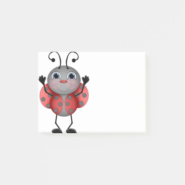 Happy Ladybug red black Post-it Notes (Front)