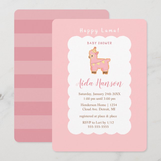 Happy Lama Bliss Baby Shower Invitation (Front/Back)