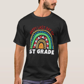Happy Last Day Of 1st Grade Rainbow Leopard Teache T-Shirt