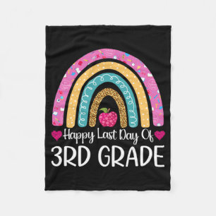 Happy Last Day Of 3rd Grade School Teacher Leopard Fleece Blanket