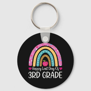 Happy Last Day Of 3rd Grade School Teacher Leopard Keychain