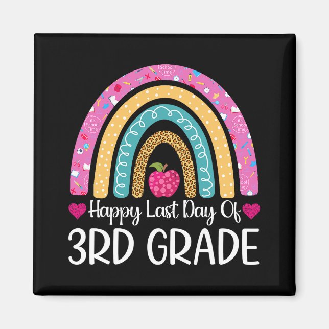 Happy Last Day Of 3rd Grade School Teacher Leopard Magnet (Front)