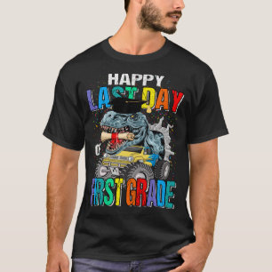 Happy Last Day Of First Grade Monster Truck Dinosa T-Shirt