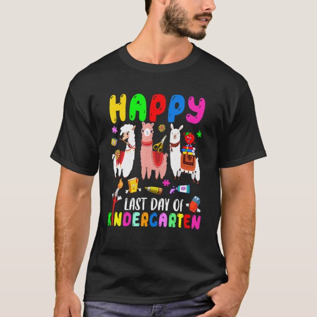 Happy Last Day Of Kindergarten Teacher Kids Three  T-Shirt (Front)