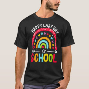 Happy Last Day Of School Cute Rainbow Teacher Stud T-Shirt