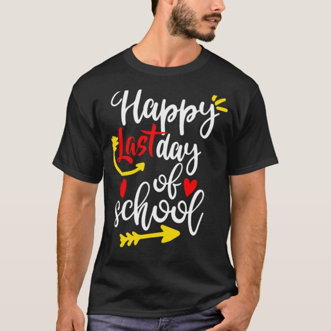 Happy Last Day Of School Cute Students And Teacher T-Shirt (Front)