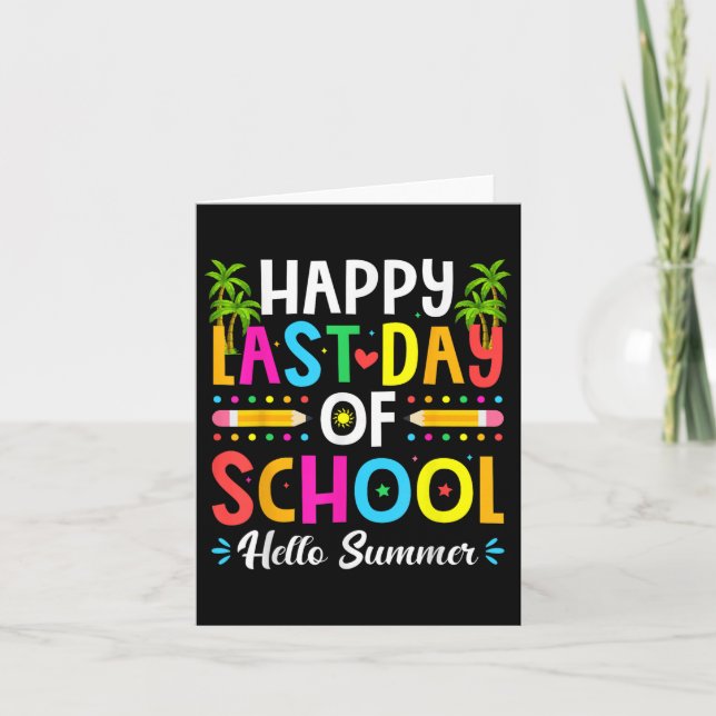 Happy Last Day Of School Hello Summer Teacher Stud Card (Front)