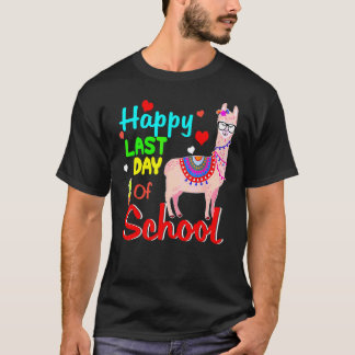 Happy Last Day Of School Llama Students And Teach T-Shirt