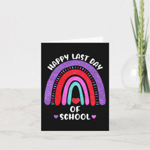 Happy Last Day Of School Rainbow Hearts Girls Kids Card