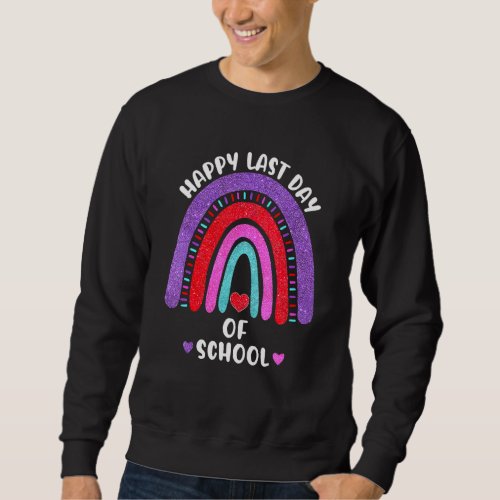 Happy Last Day Of School Rainbow Hearts Girls Kids Sweatshirt
