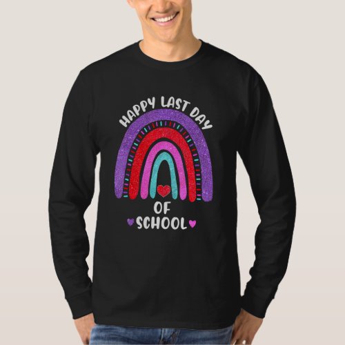 Happy Last Day Of School Rainbow Hearts Girls Kids T_Shirt